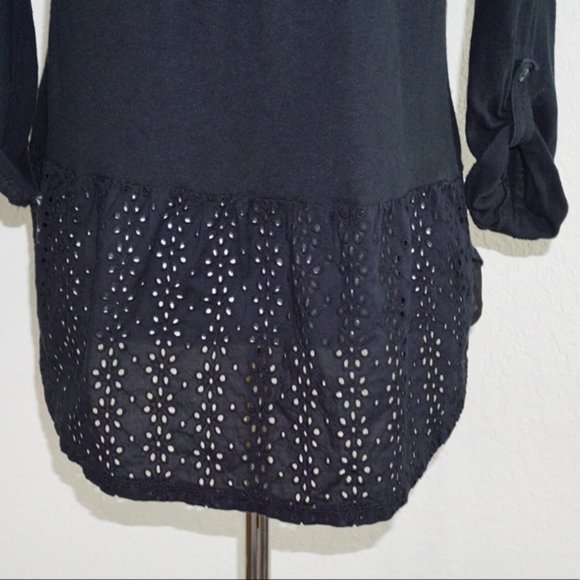 Anthro Meadow Rue Effortless Eyelet Henley Top - Picture 6 of 8